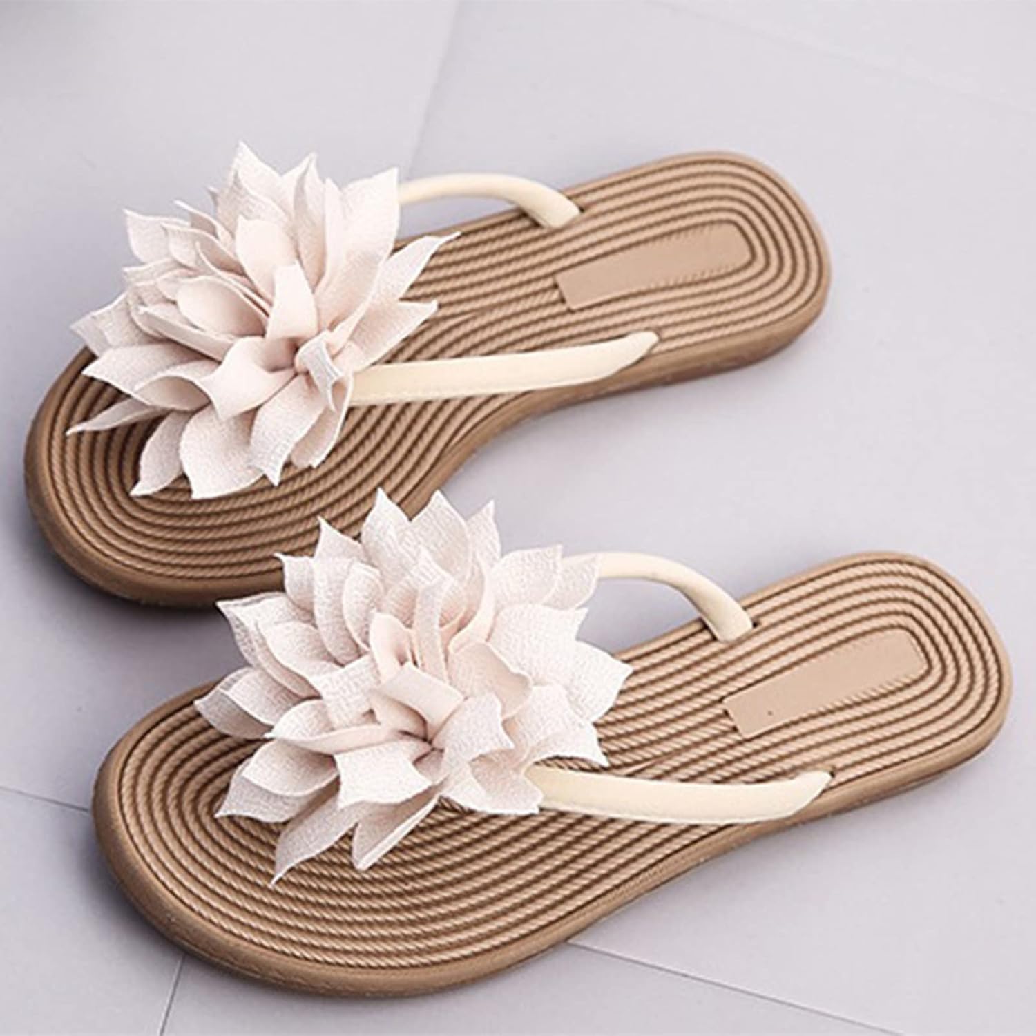 Women's Open Toe Summer Slippers & Sandals – Indoor Outdoor Flip Flop Shoes (White, Size 9)