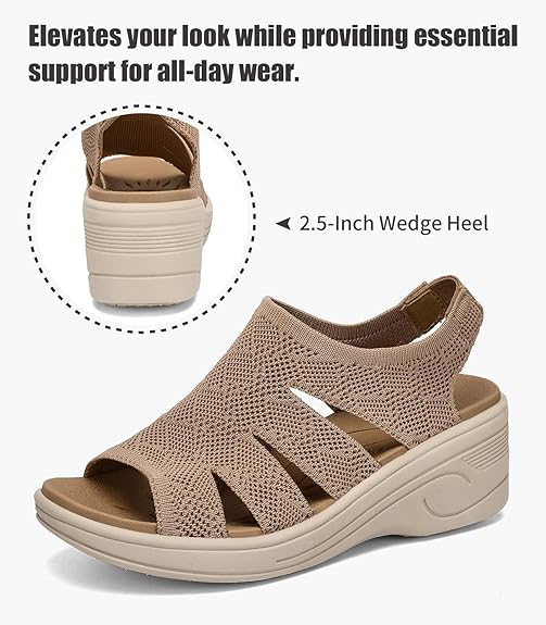 Women's Platform Walking Wedge Sandals – Dressy Comfortable Open Toe Casual Summer Beach Shoes