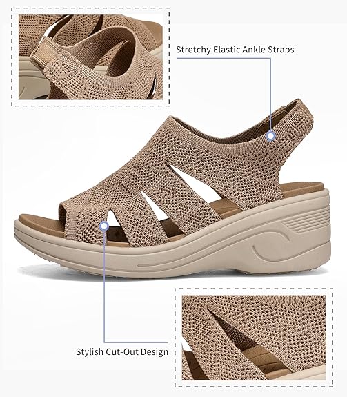 Women's Platform Walking Wedge Sandals – Dressy Comfortable Open Toe Casual Summer Beach Shoes